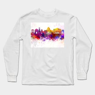 Ancona skyline in watercolor background Long Sleeve T-Shirt